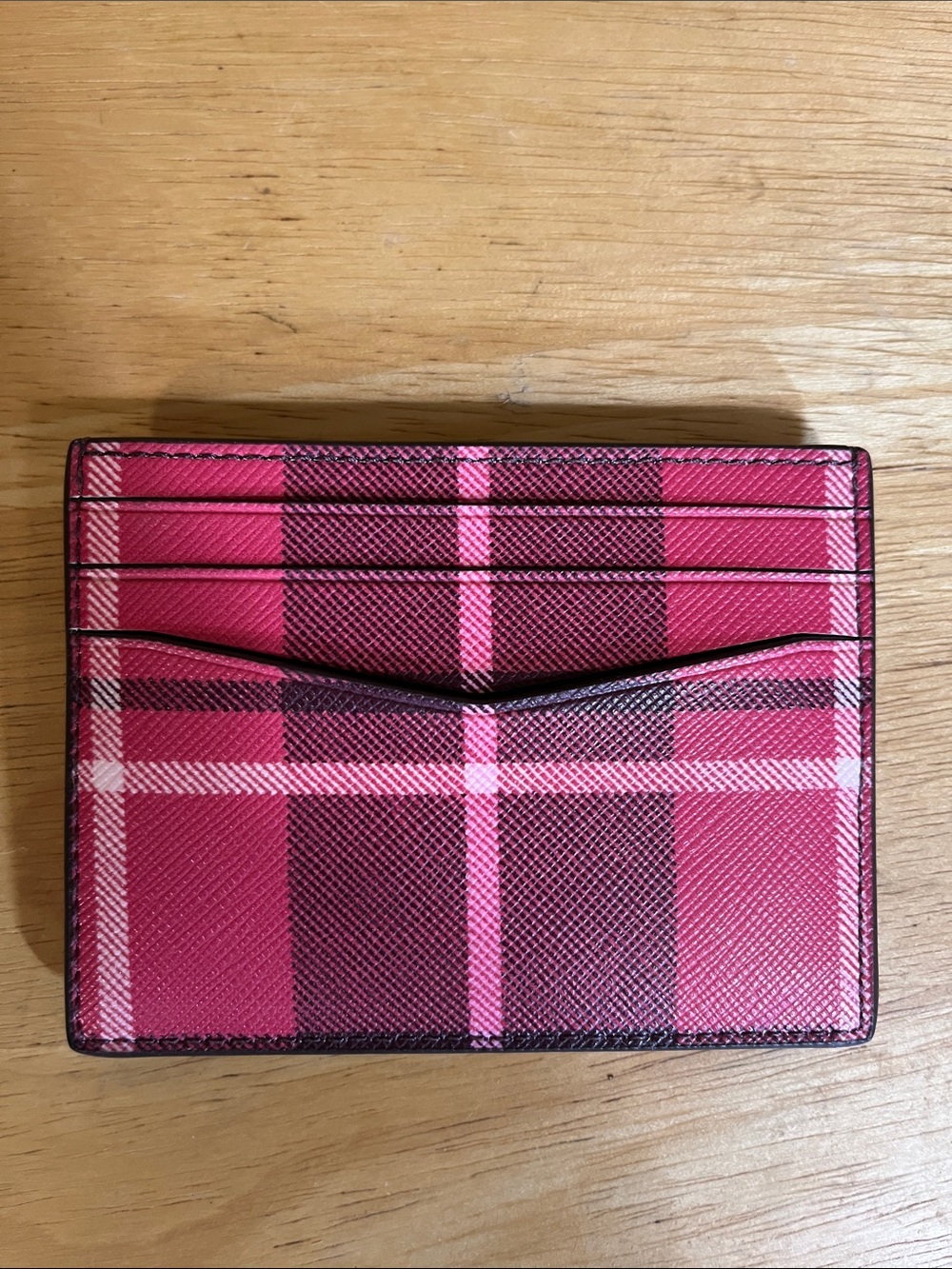 kate spade Pink Plaid Slim Card Case - Picture 2 of 3